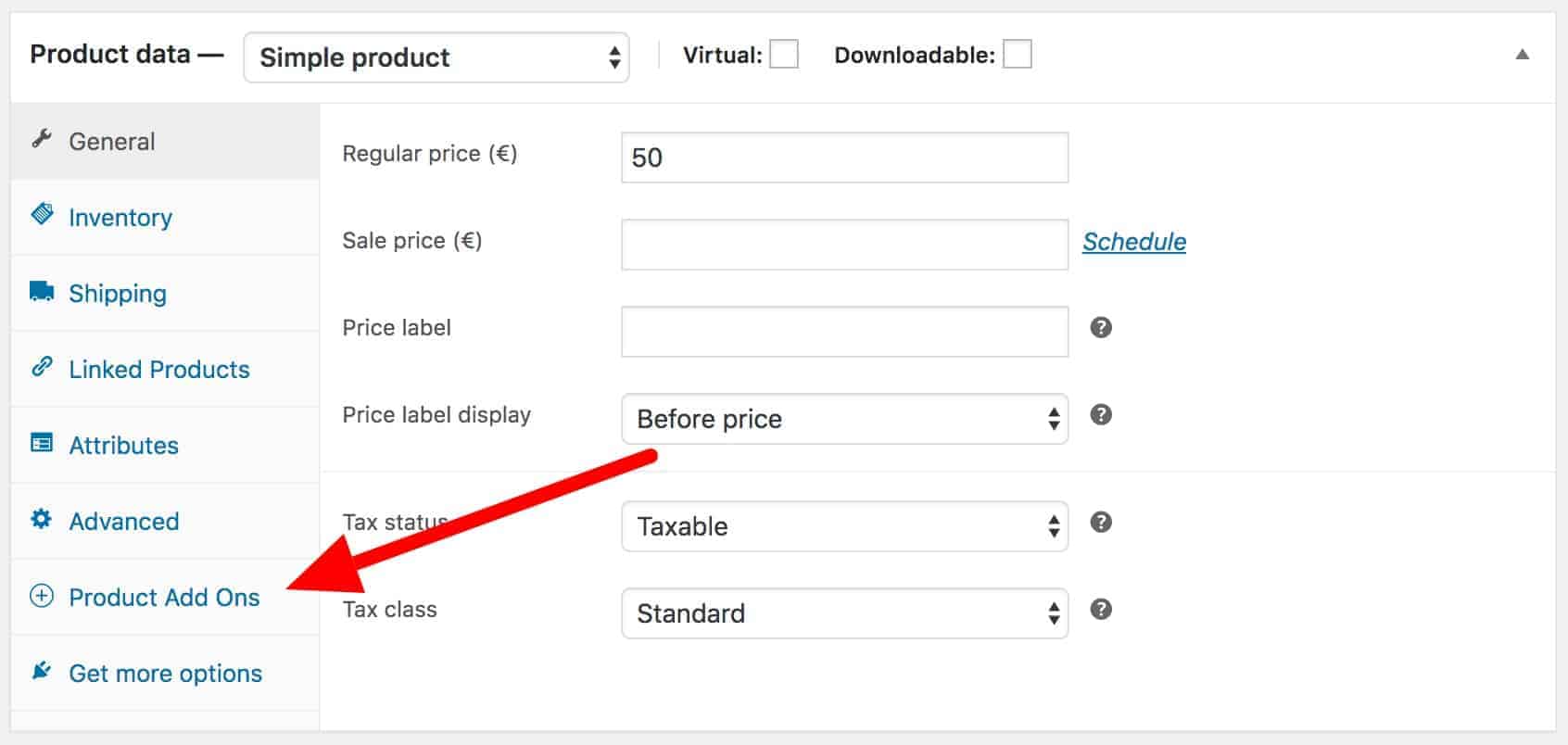 WooCommerce Product Add Ons Ultimate panel