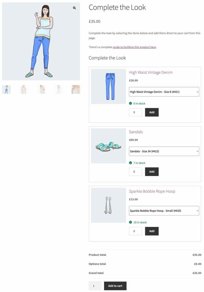 WooCommerce complete the look product