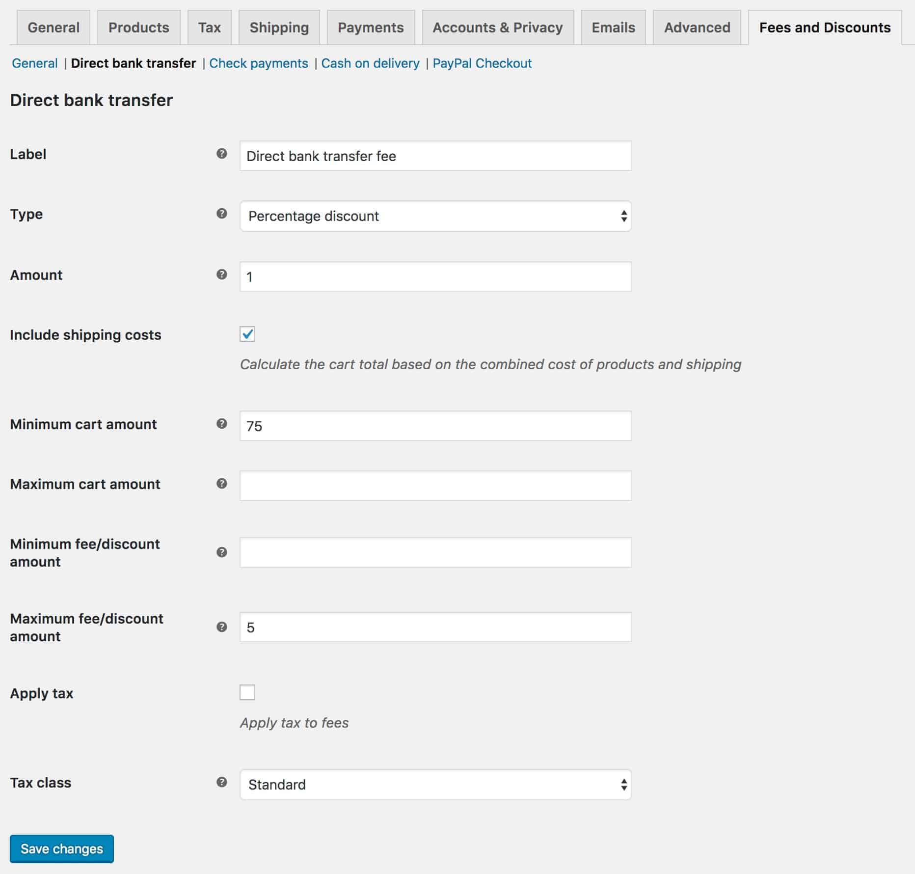 WooCommerce payment gateway discount