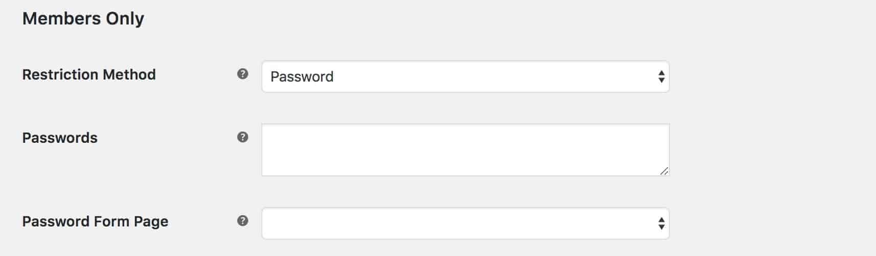 WooCommerce Members Only password settings