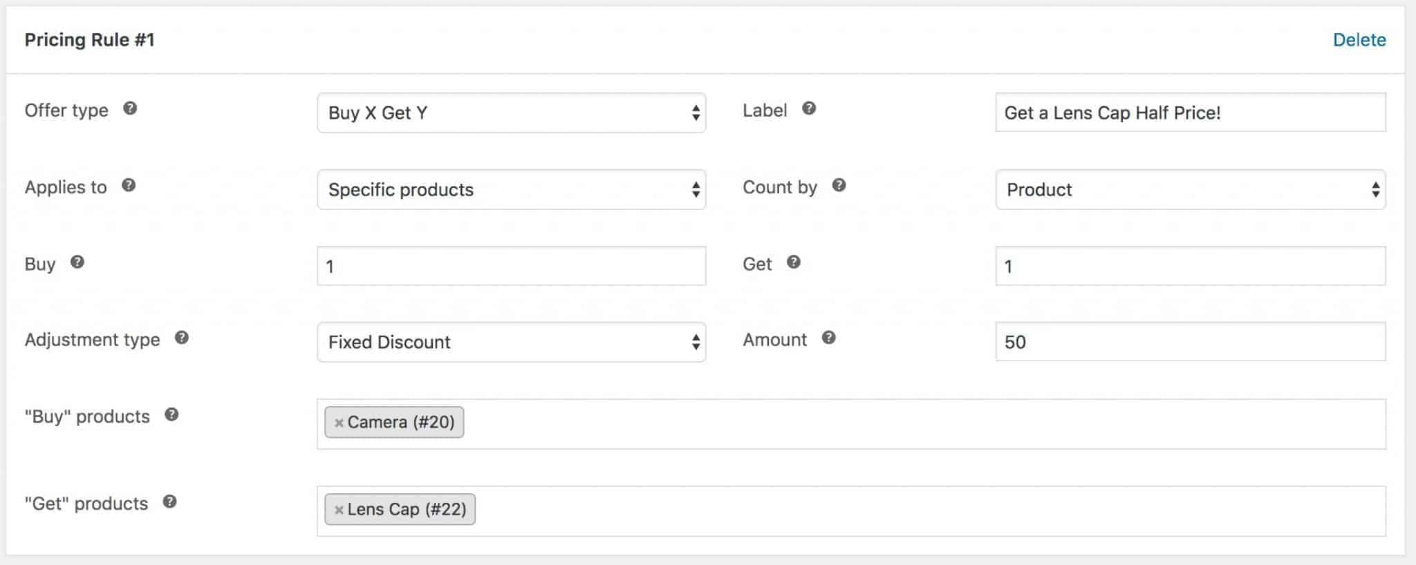 WooCommerce pricing rule