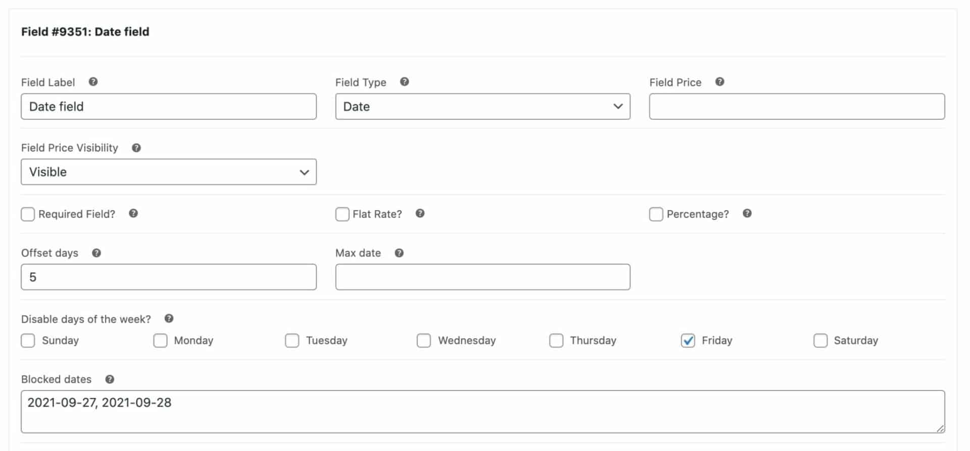 Date picker additional options