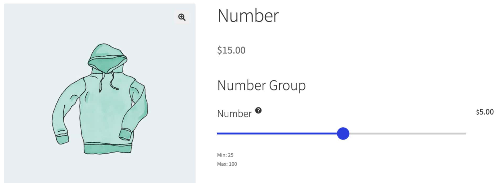 Number range add-on field