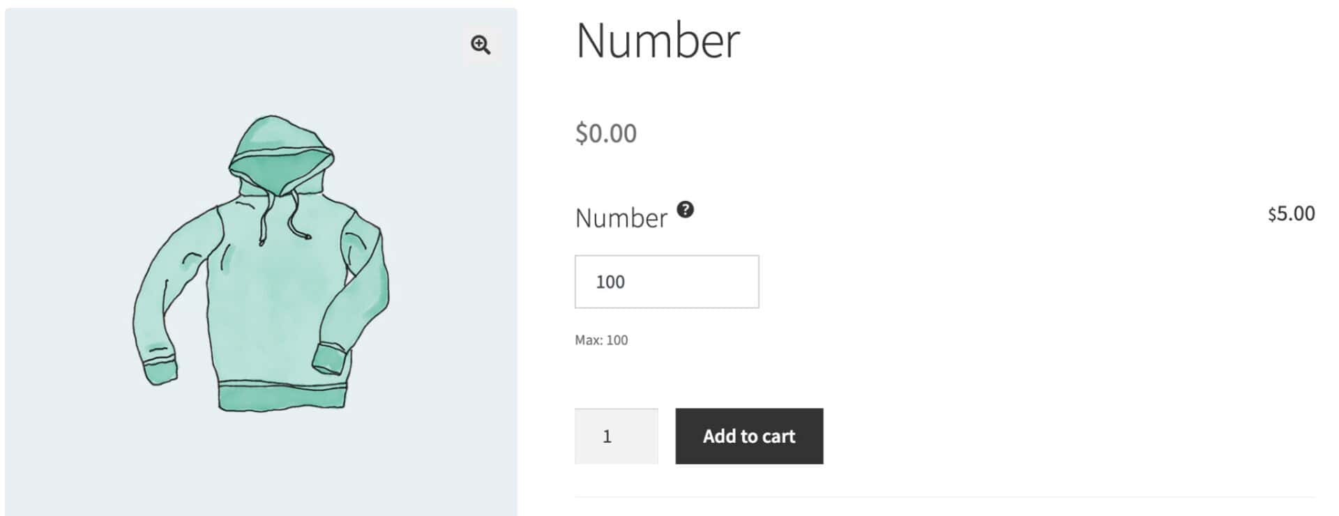 Product add-ons number field