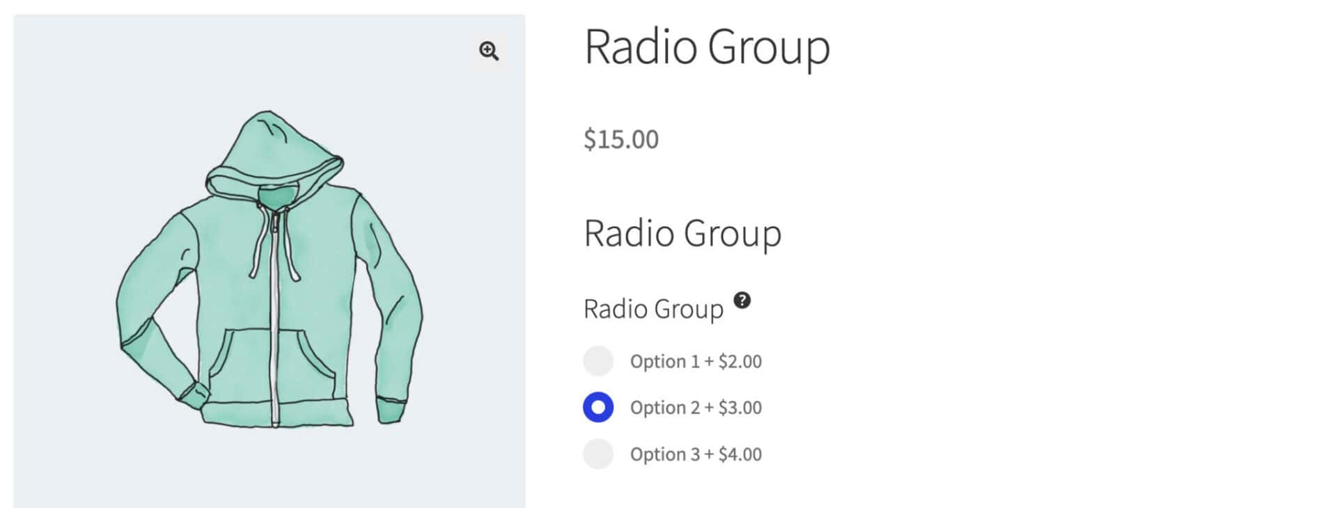 Product add-on field radio group