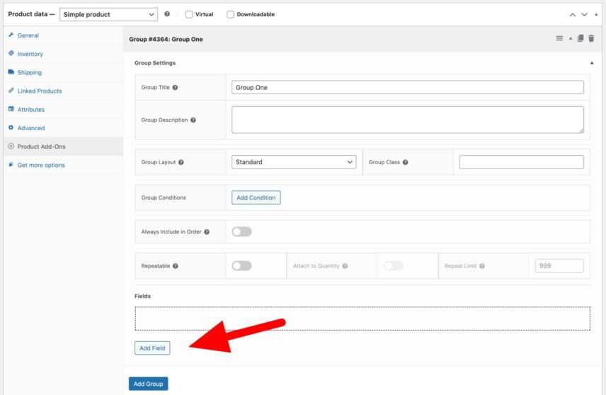 Add your first Product Add-Ons field - Plugin Republic