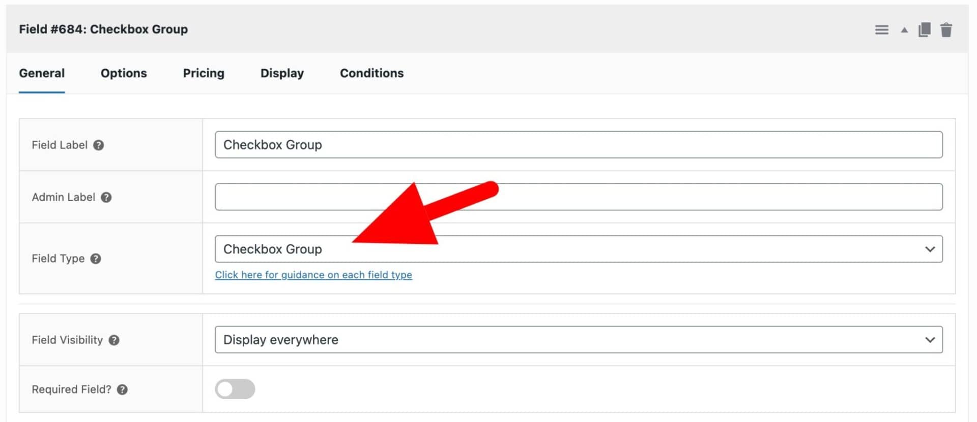 Checkbox Group setting