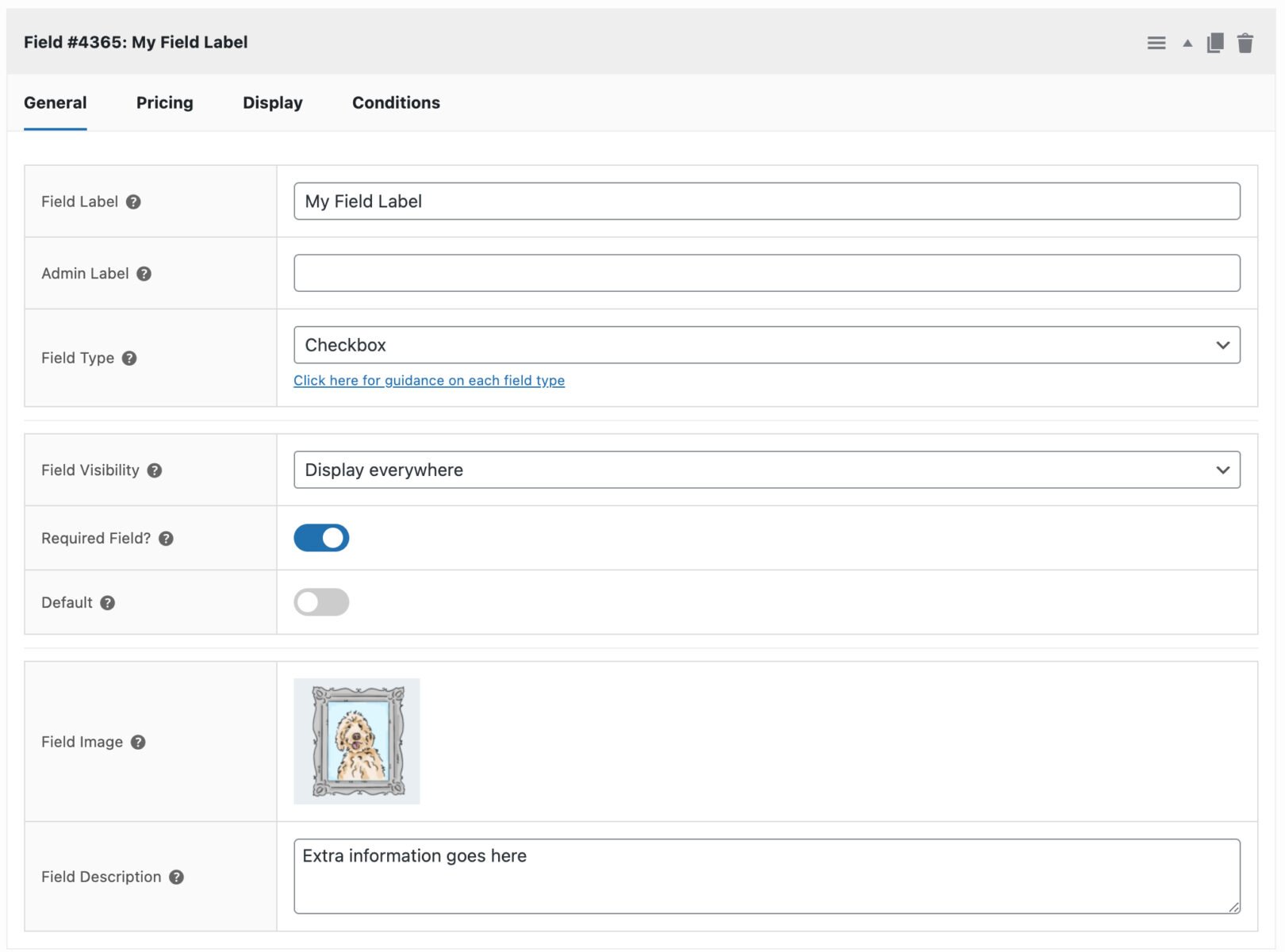Add-ons general field settings
