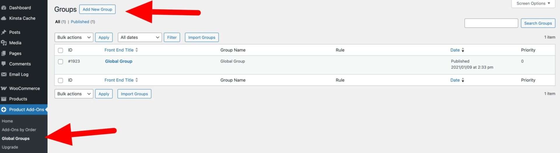 Add new global group