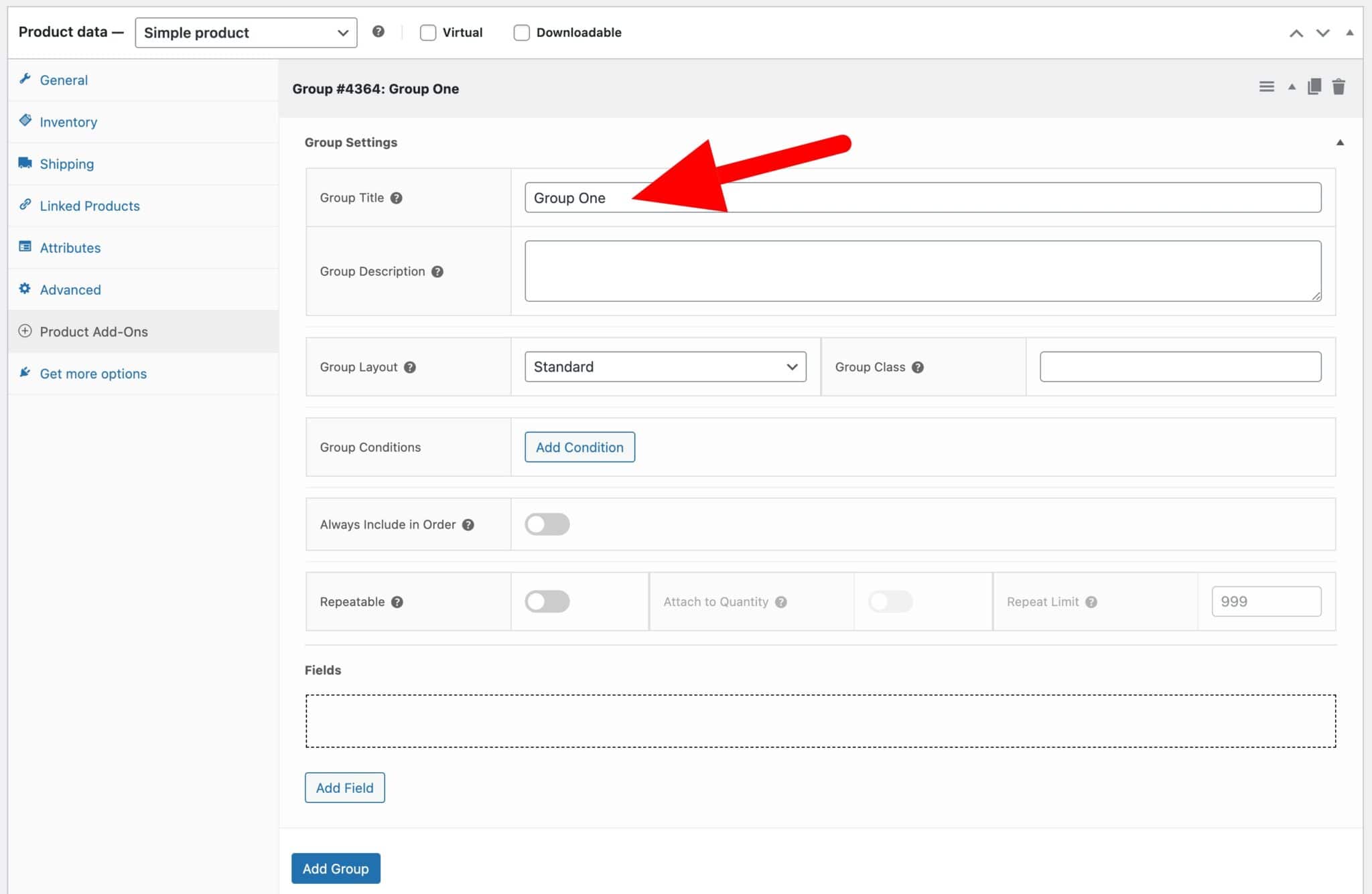 Add your first Product Add-Ons field - Plugin Republic
