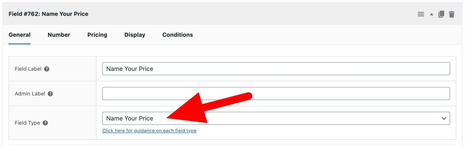Name Your Price field type setting