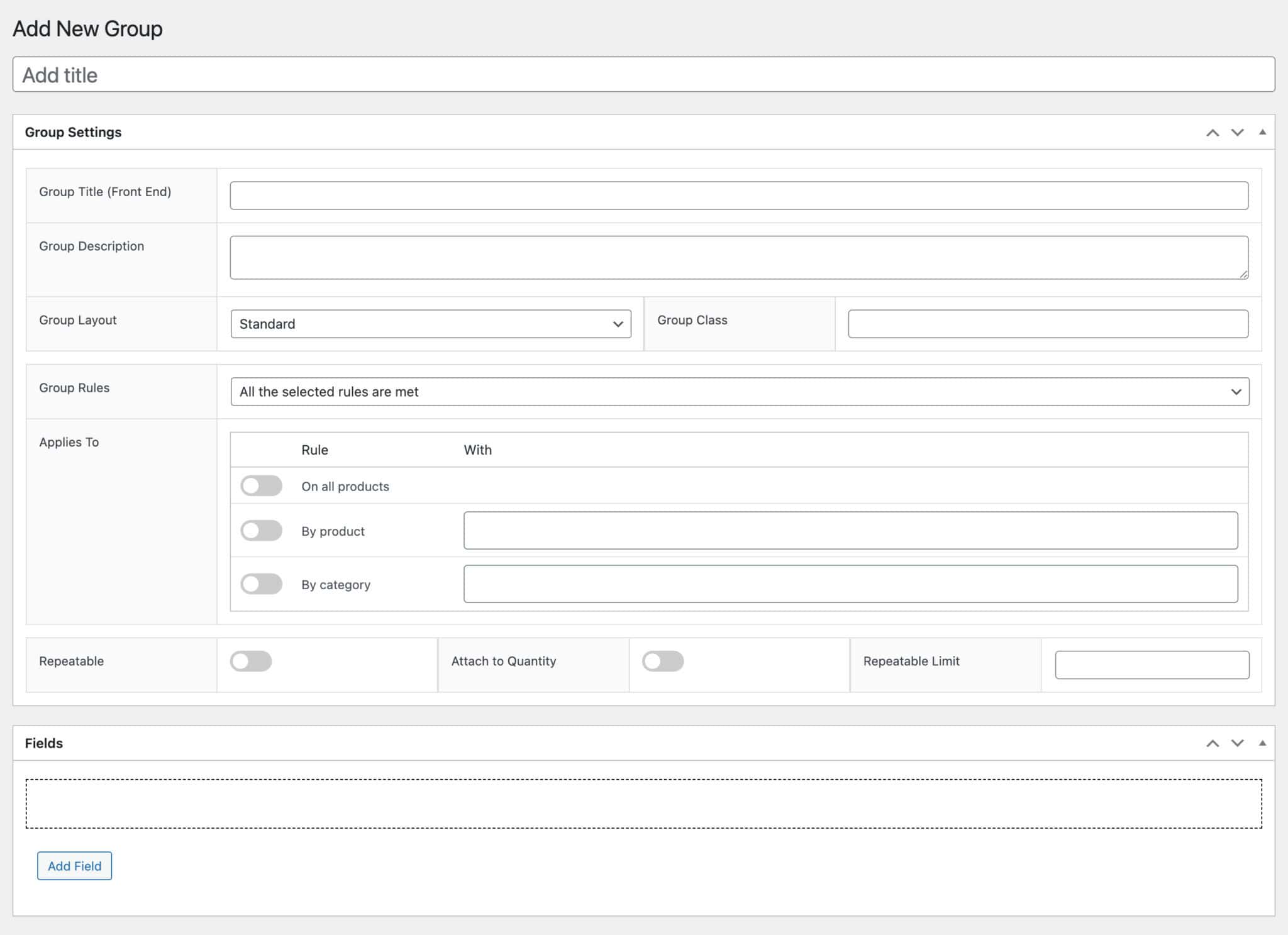 Global settings for configurations