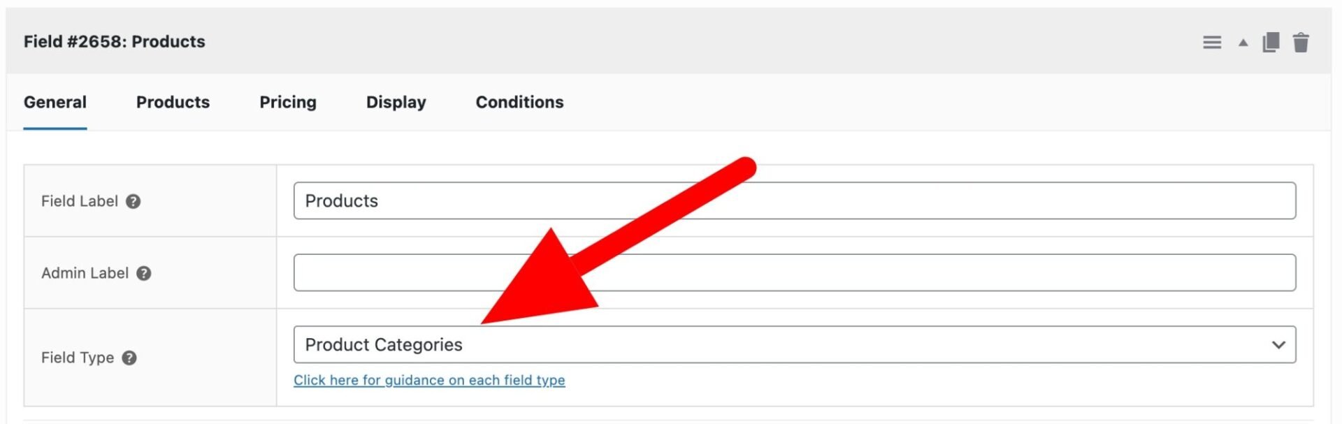 Product Categories field type