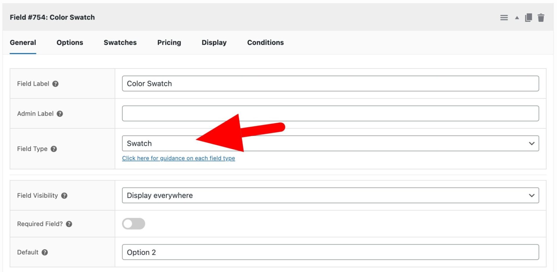 WooCommerce swatch field setting