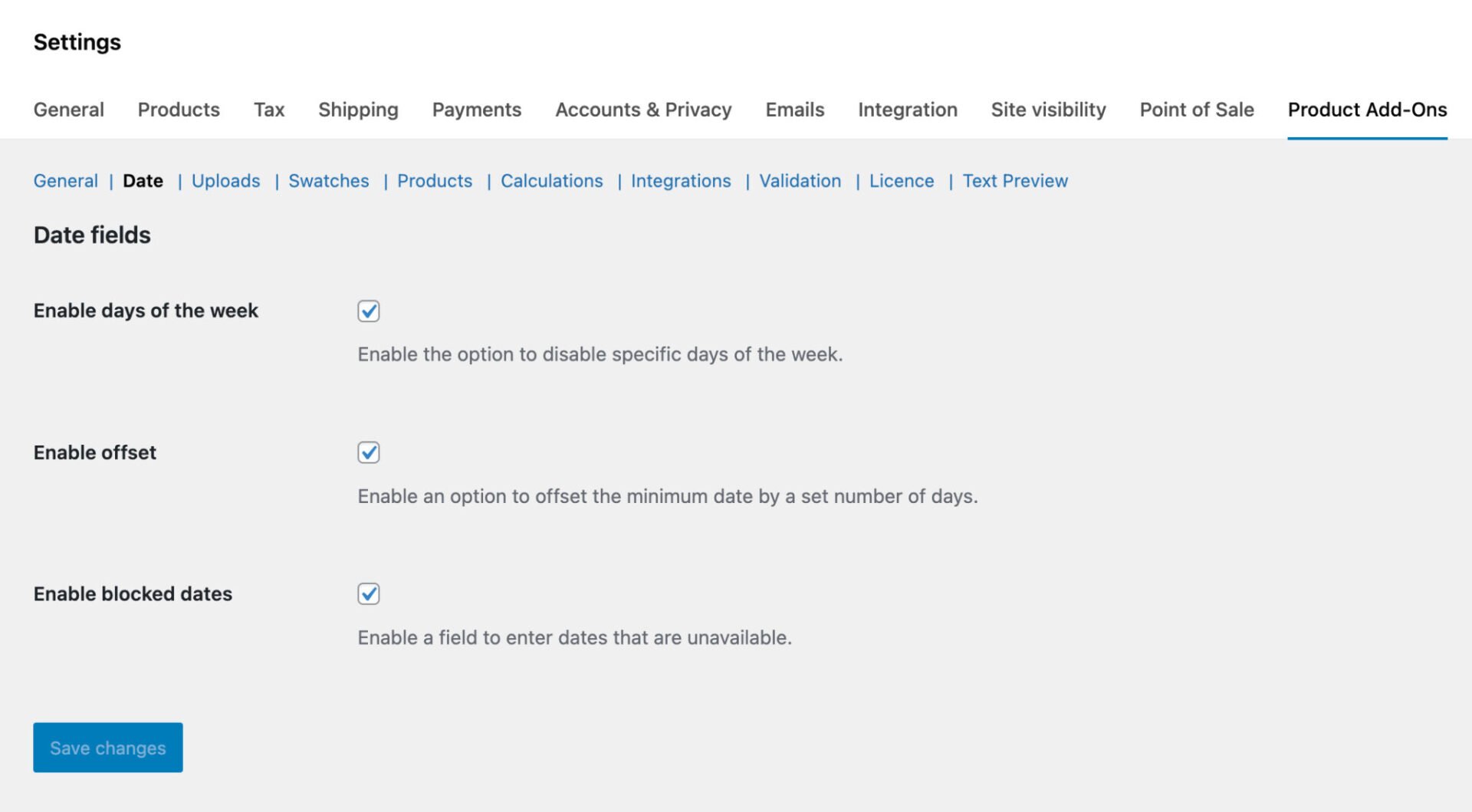 Global datepicker settings