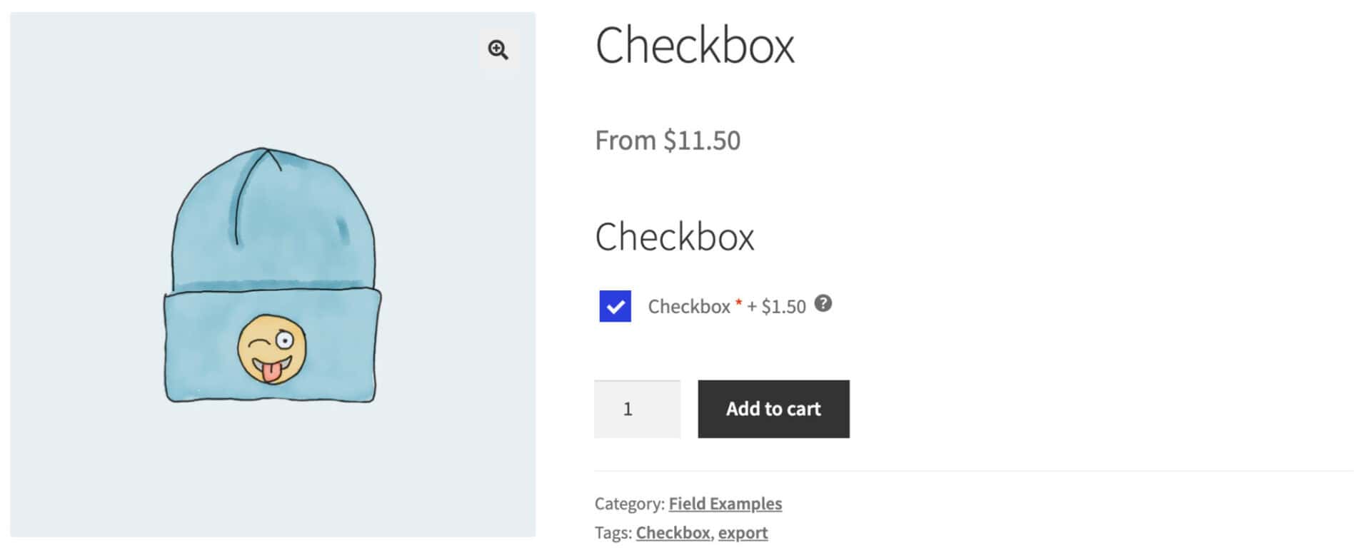 WooCommerce Product Add-Ons checkbox field