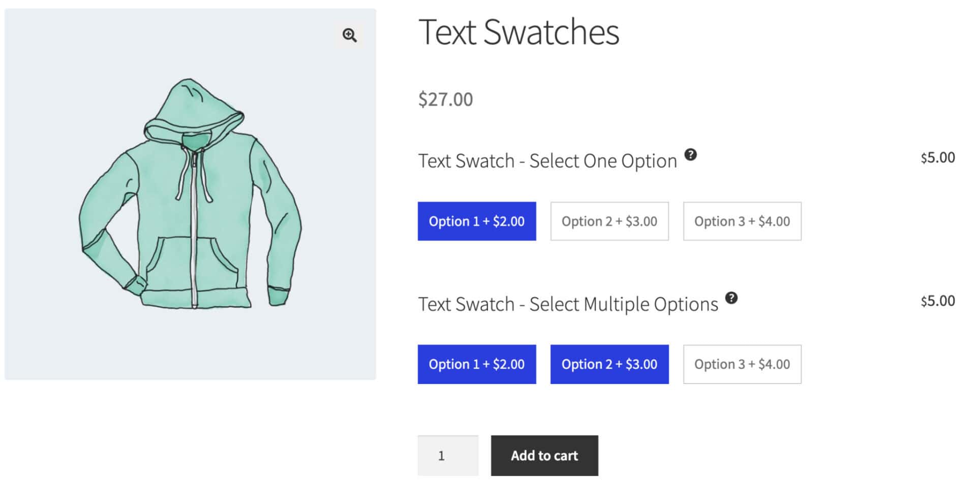 Text swatch add-on field