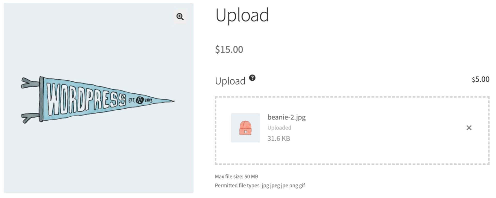 WooCommerce upload add-on field
