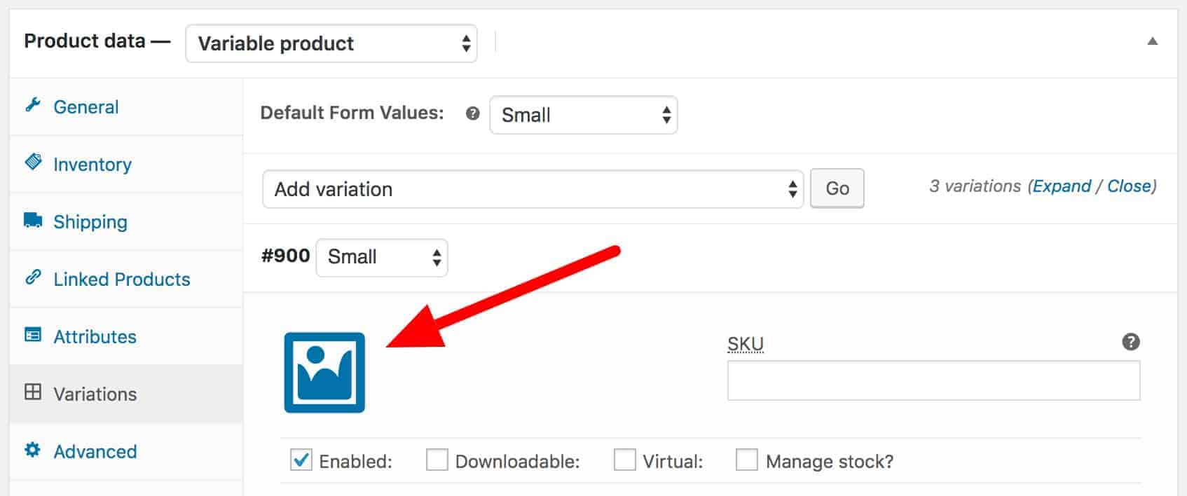 WooCommerce variable products example – adding a variation image