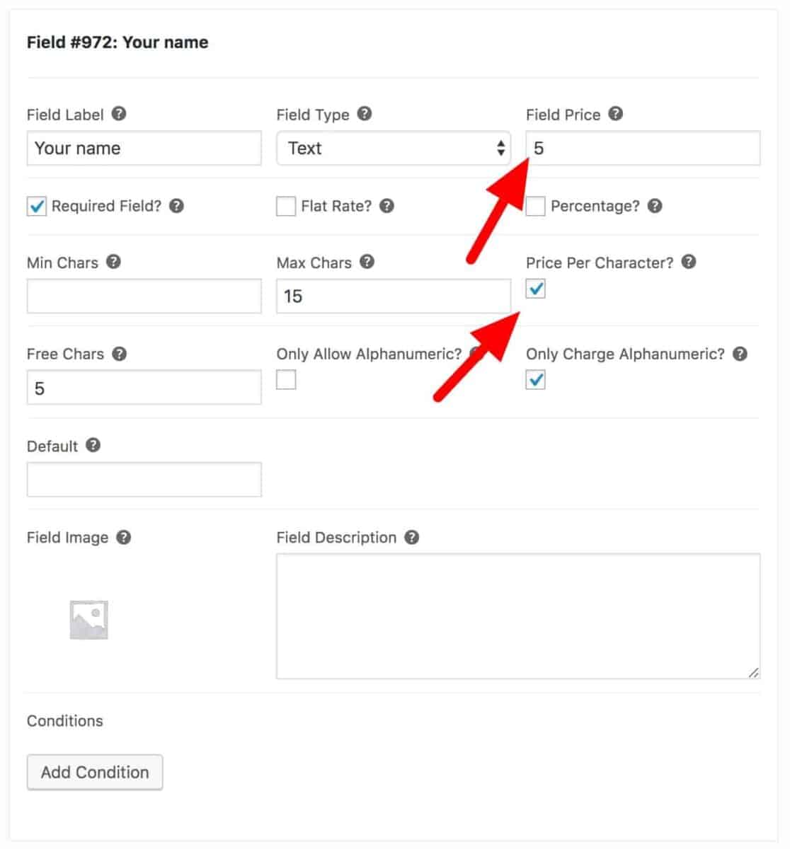 WooCommerce text field price per character