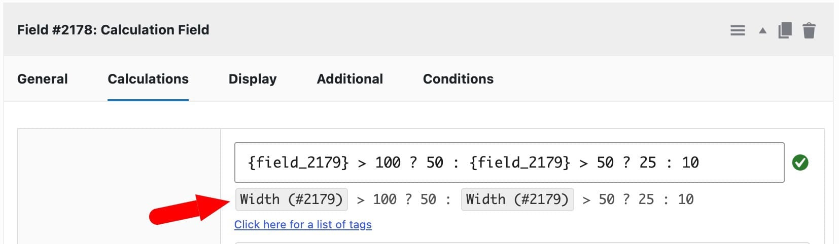 Formula preview in calculation field