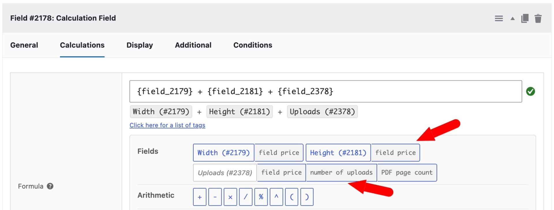 Secondary buttons in the WooCommerce formula builder panel