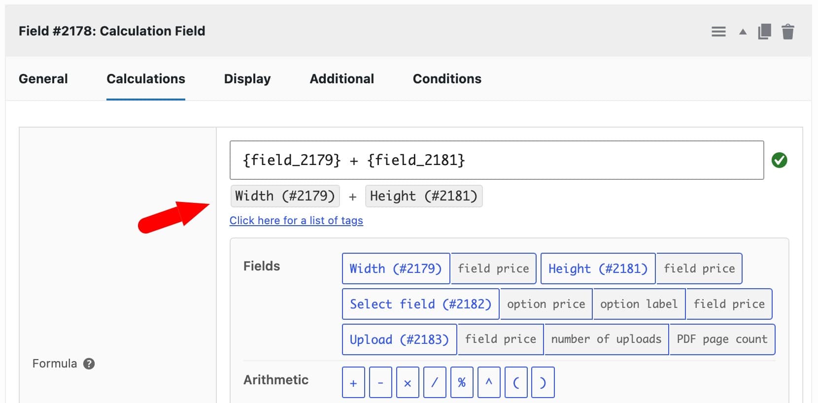 Simple calculation field example - formula preview