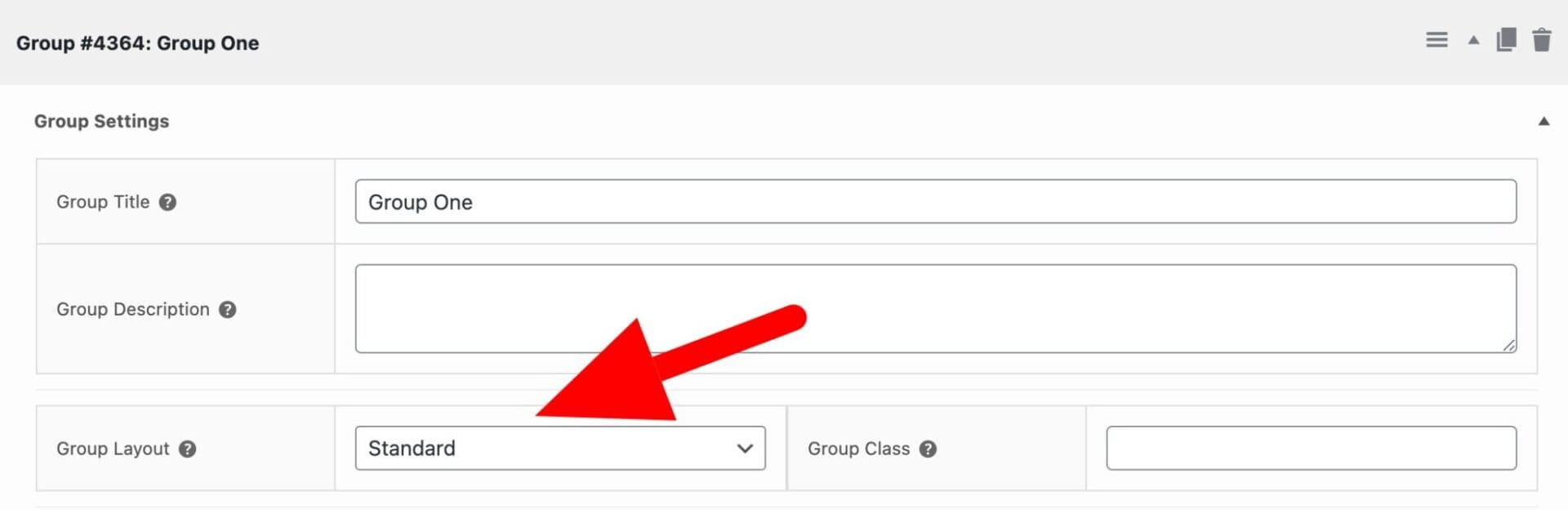 Group layout setting