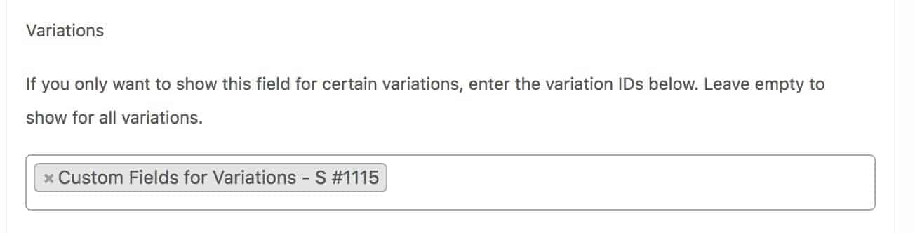 WooCommerce custom fields - variation specific field
