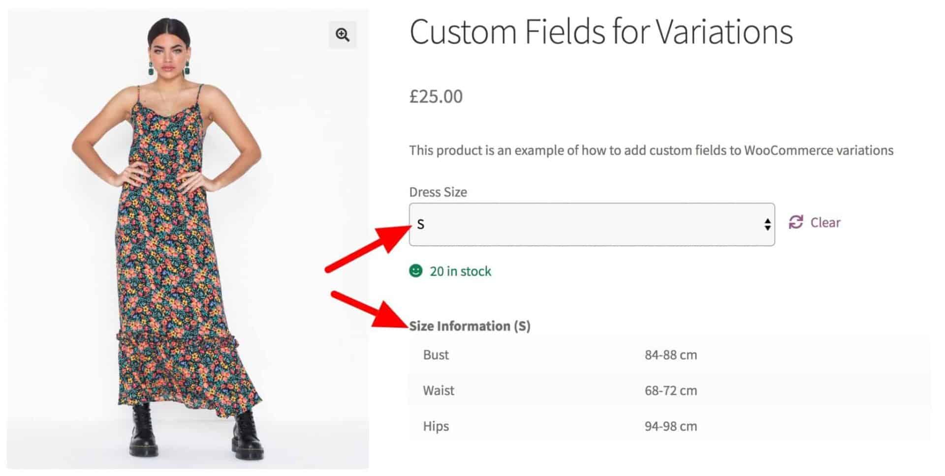 Display custom data for WooCommerce variations