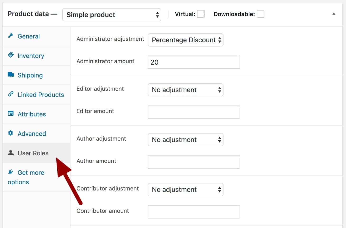 WooCommerce user role pricing by product