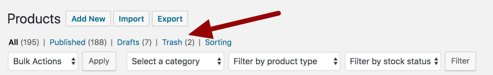 WooCommerce restore deleted product