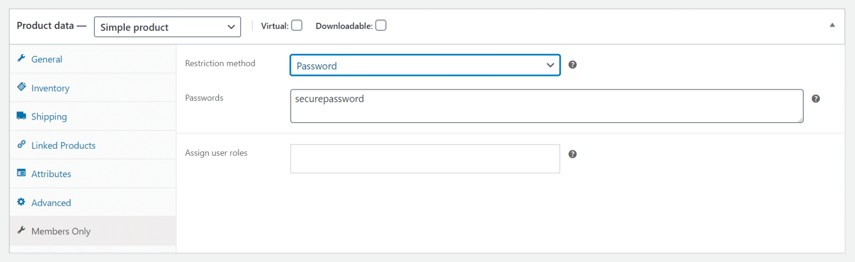 Restriction methods for individual WooCommerce products