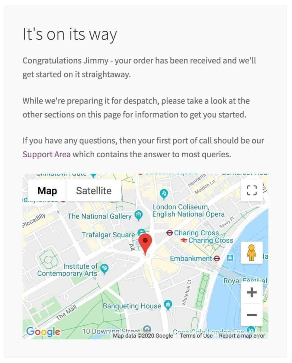 WooCommerce Thank You page shipping map