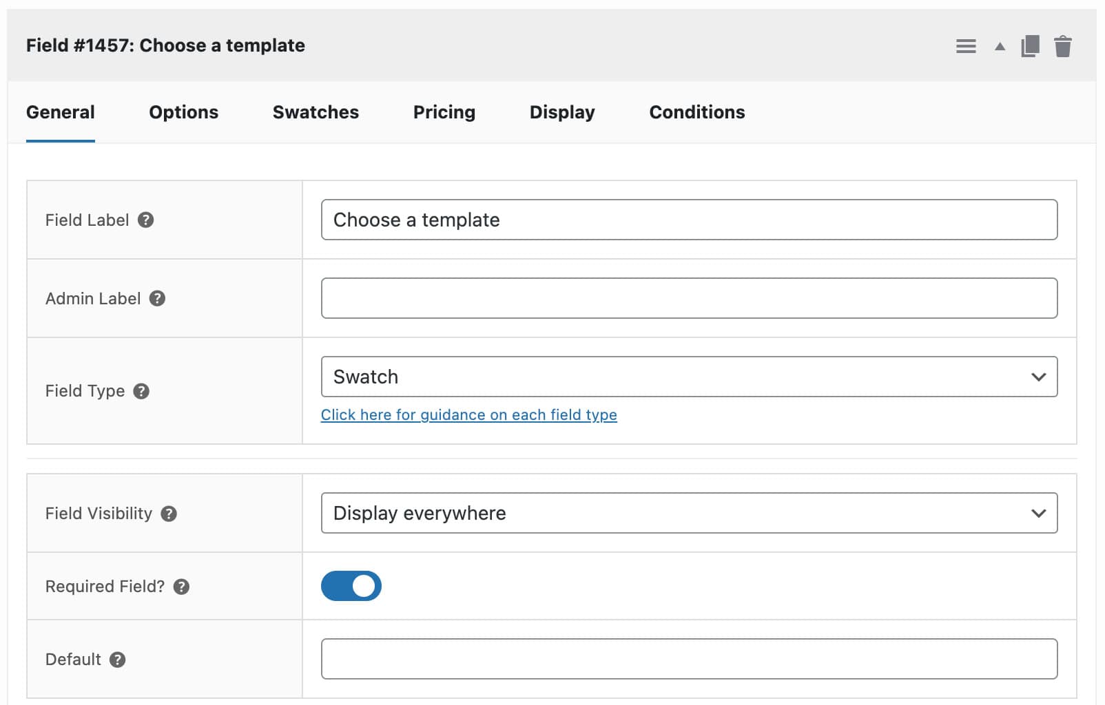 Choose a template field for WooCommerce print shop