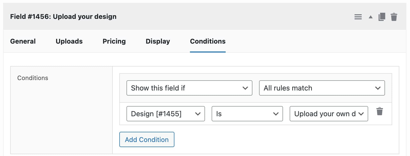 Letterheads upload field condition