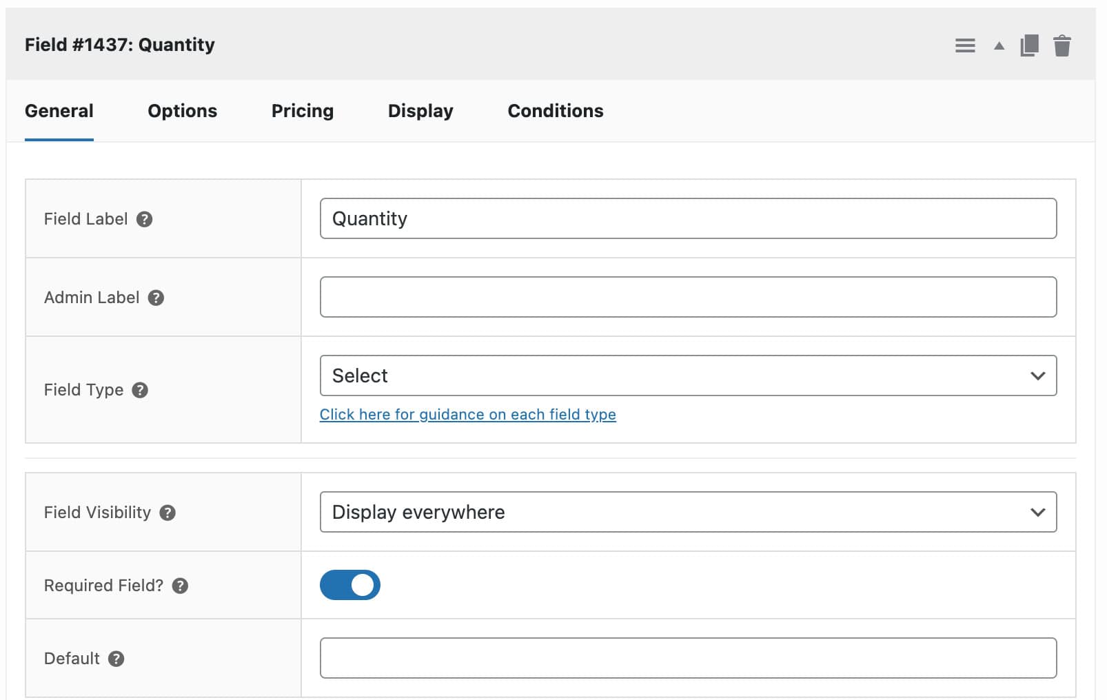 Print shop quantity field setting