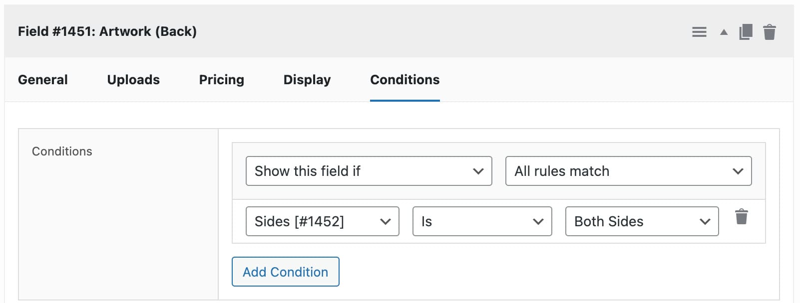 WooCommerce conditional artwork upload for print shop