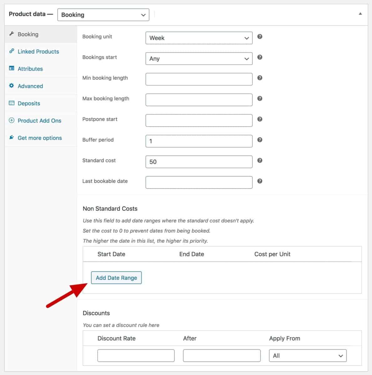 WooCommerce bookable product blocked dates