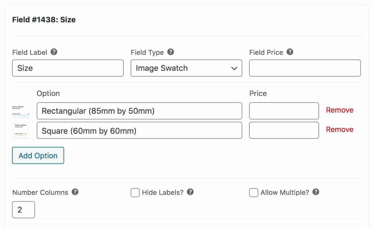 WooCommerce image size for business card size