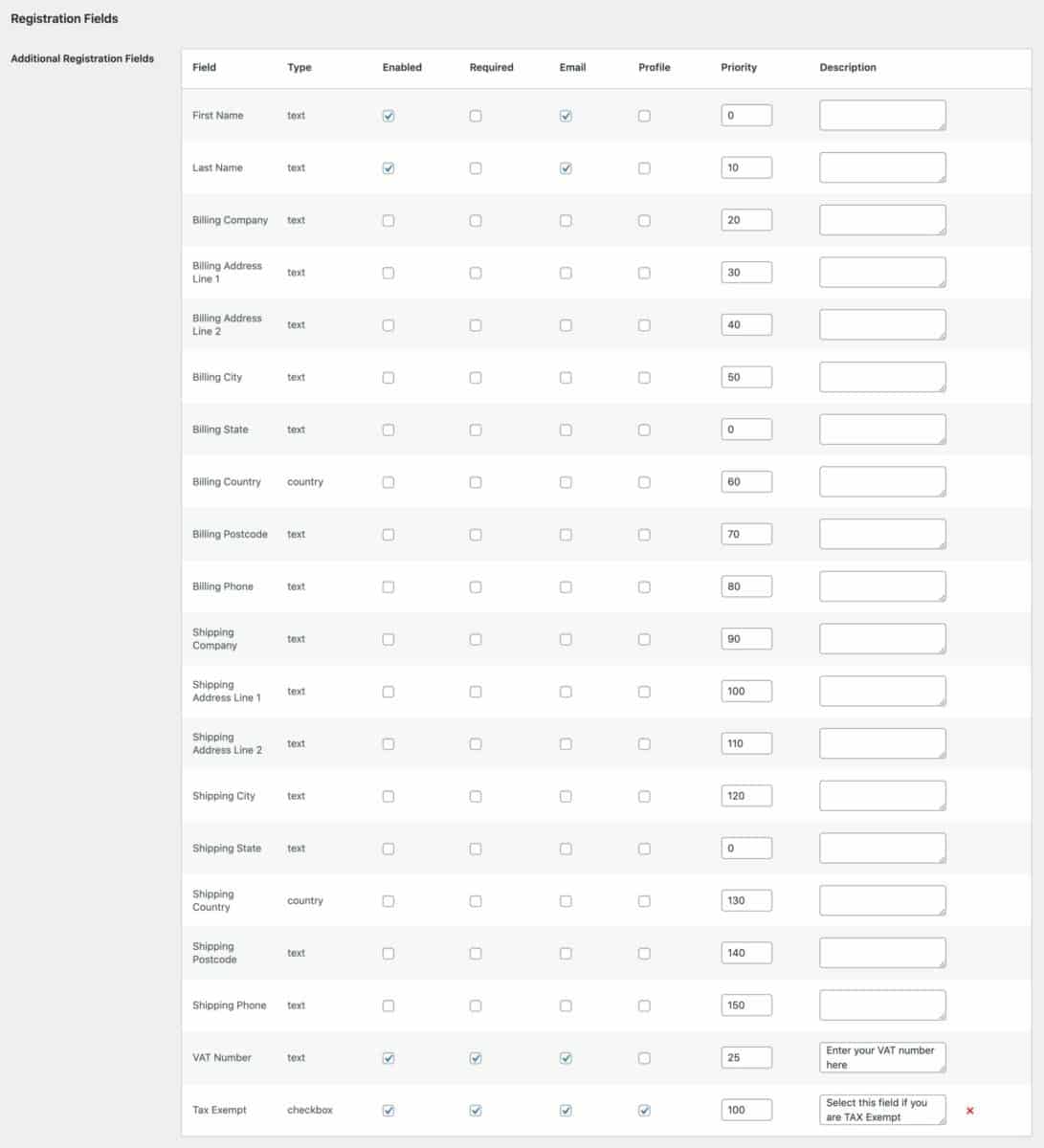 WooCommerce registration fields