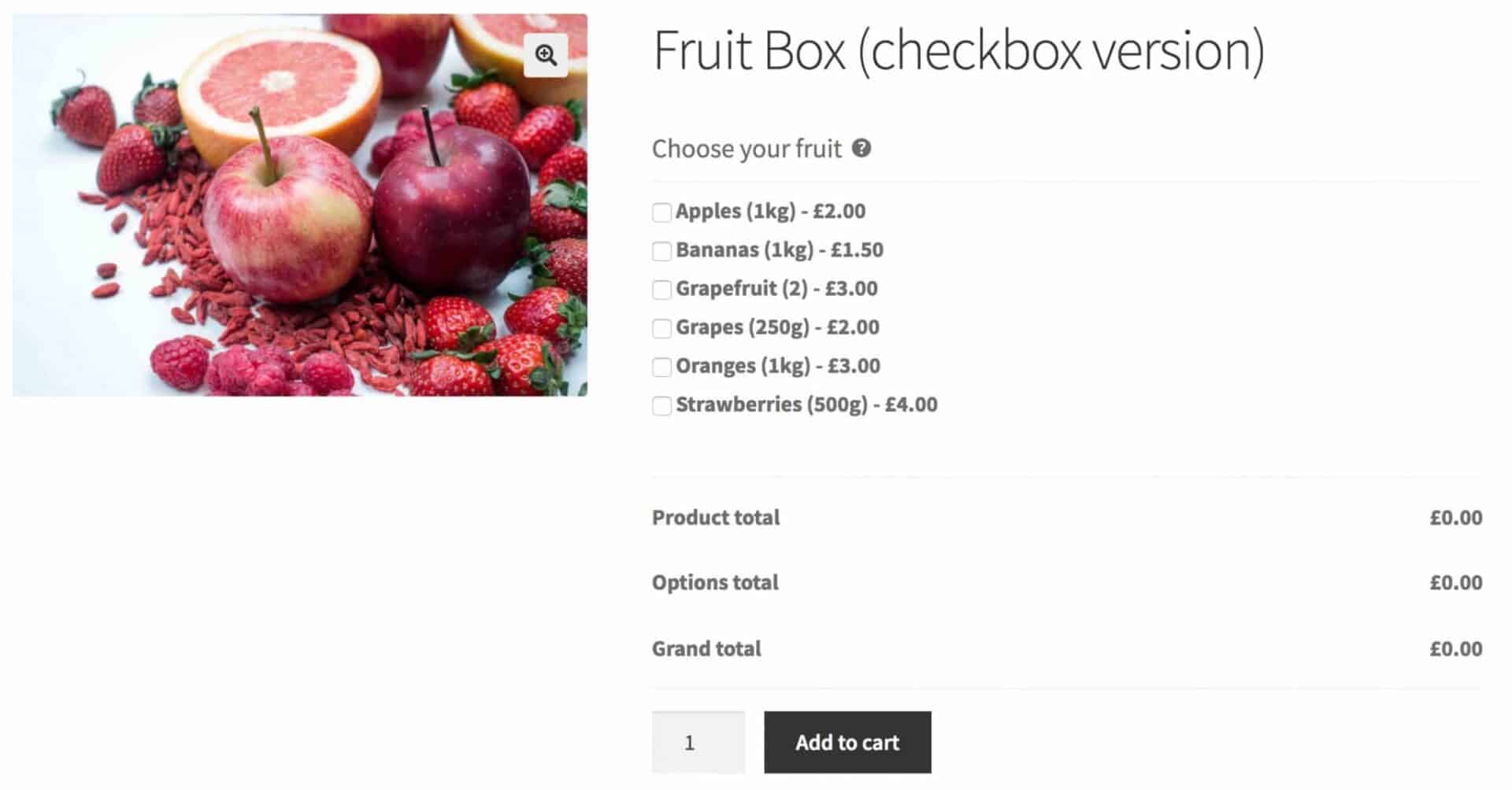 WooCommerce fruit box product