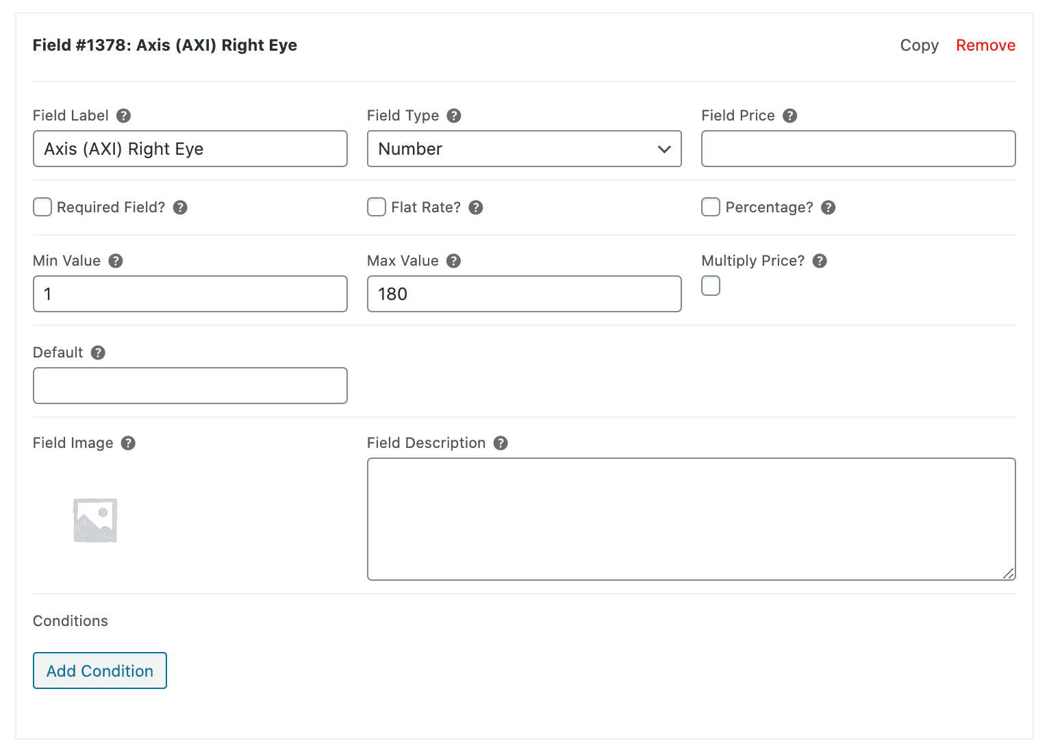 Fields for prescription details