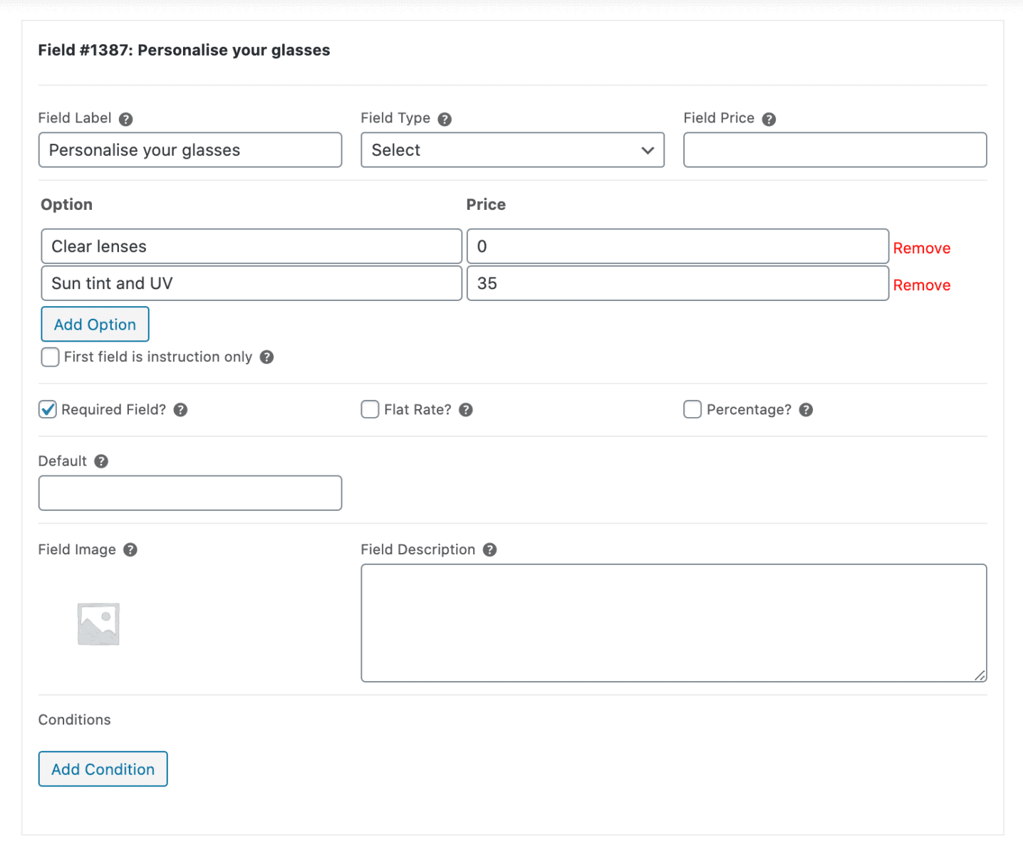 Personalisation options