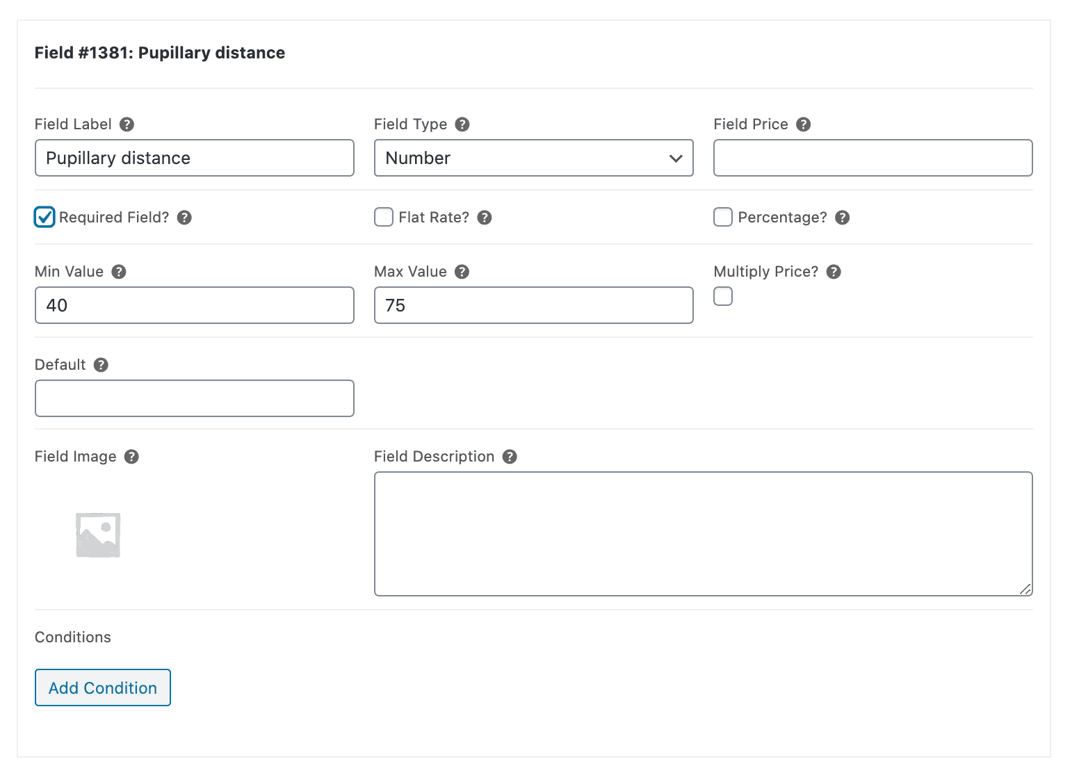 Pupillary distance field