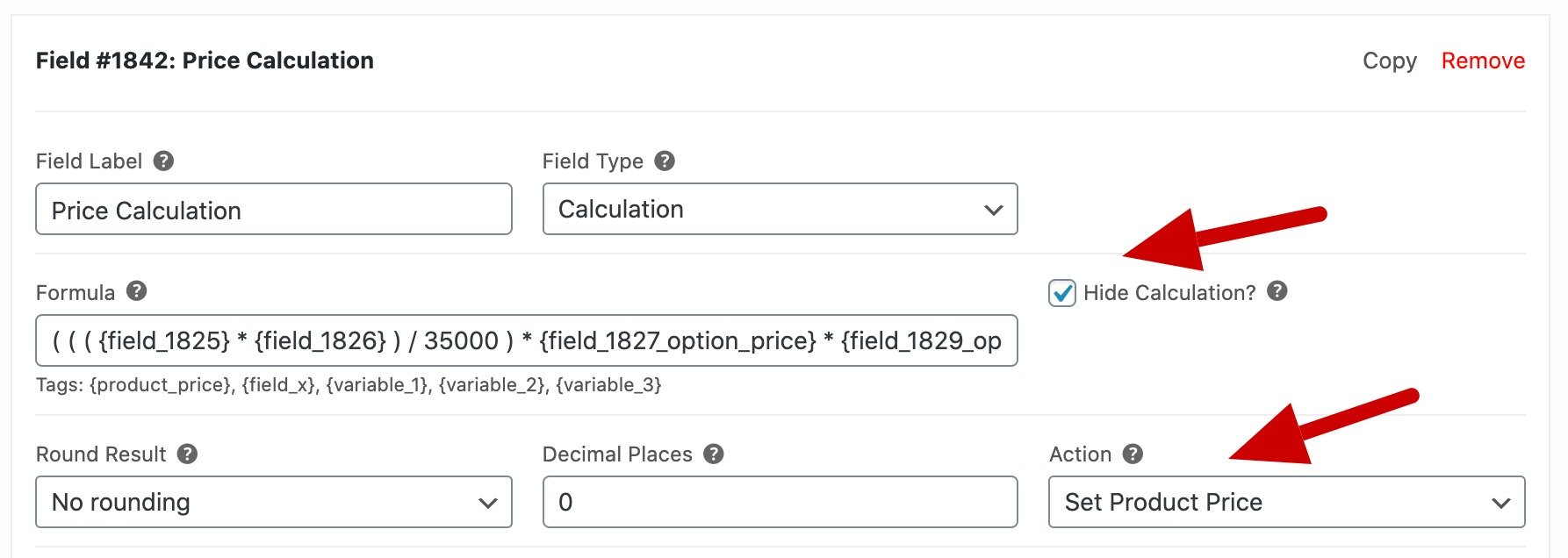 Set WooCommerce custom banner price using calculation field