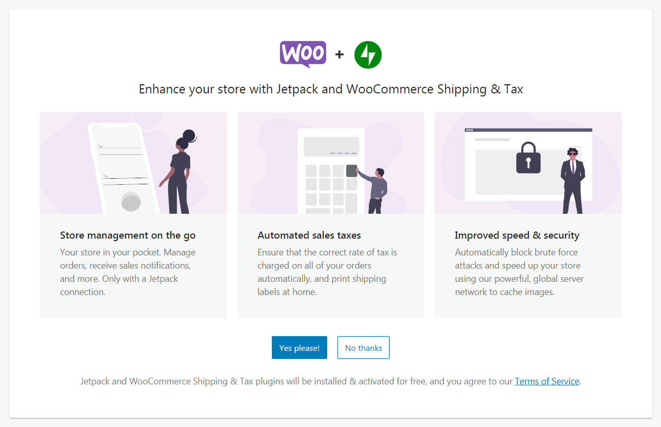 The WooCommerce wizard Jetpack offer.