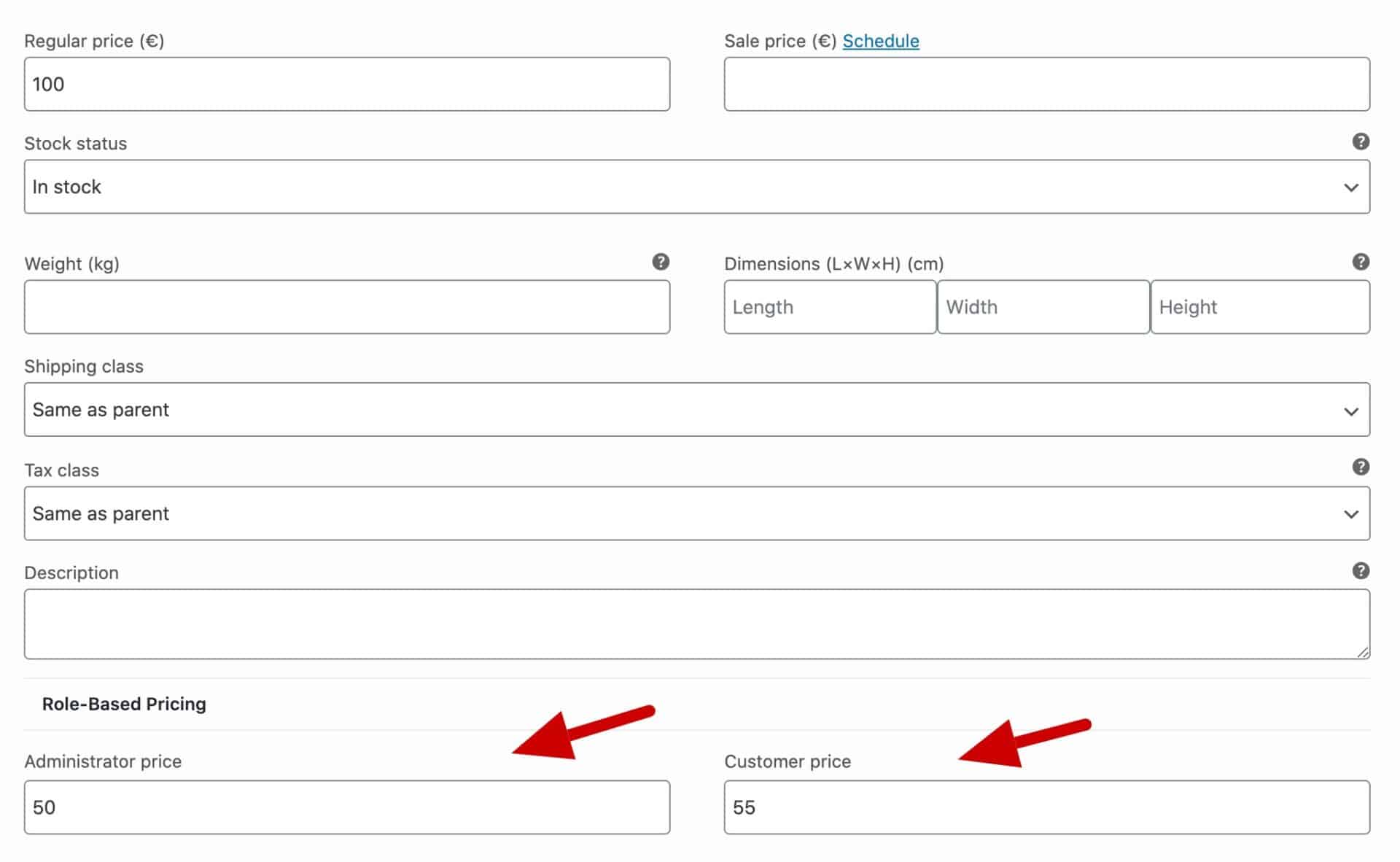 WooCommerce role-based price field for variations