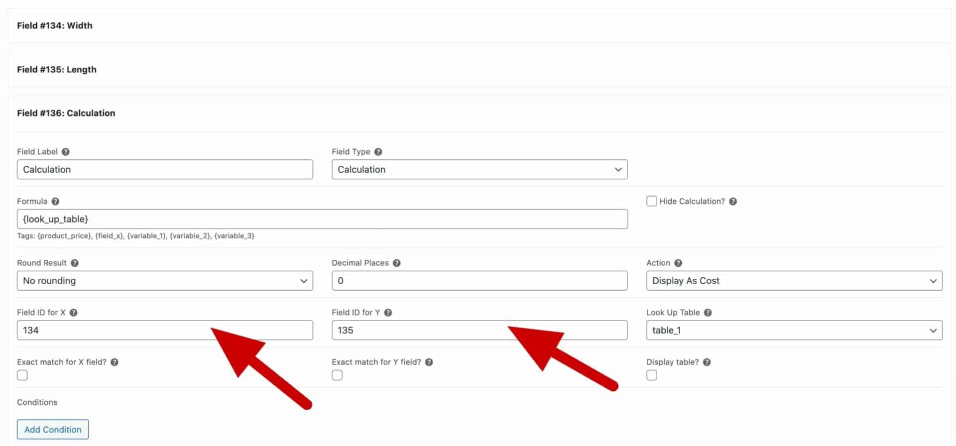 WooCommerce Advanced Calculations field settings