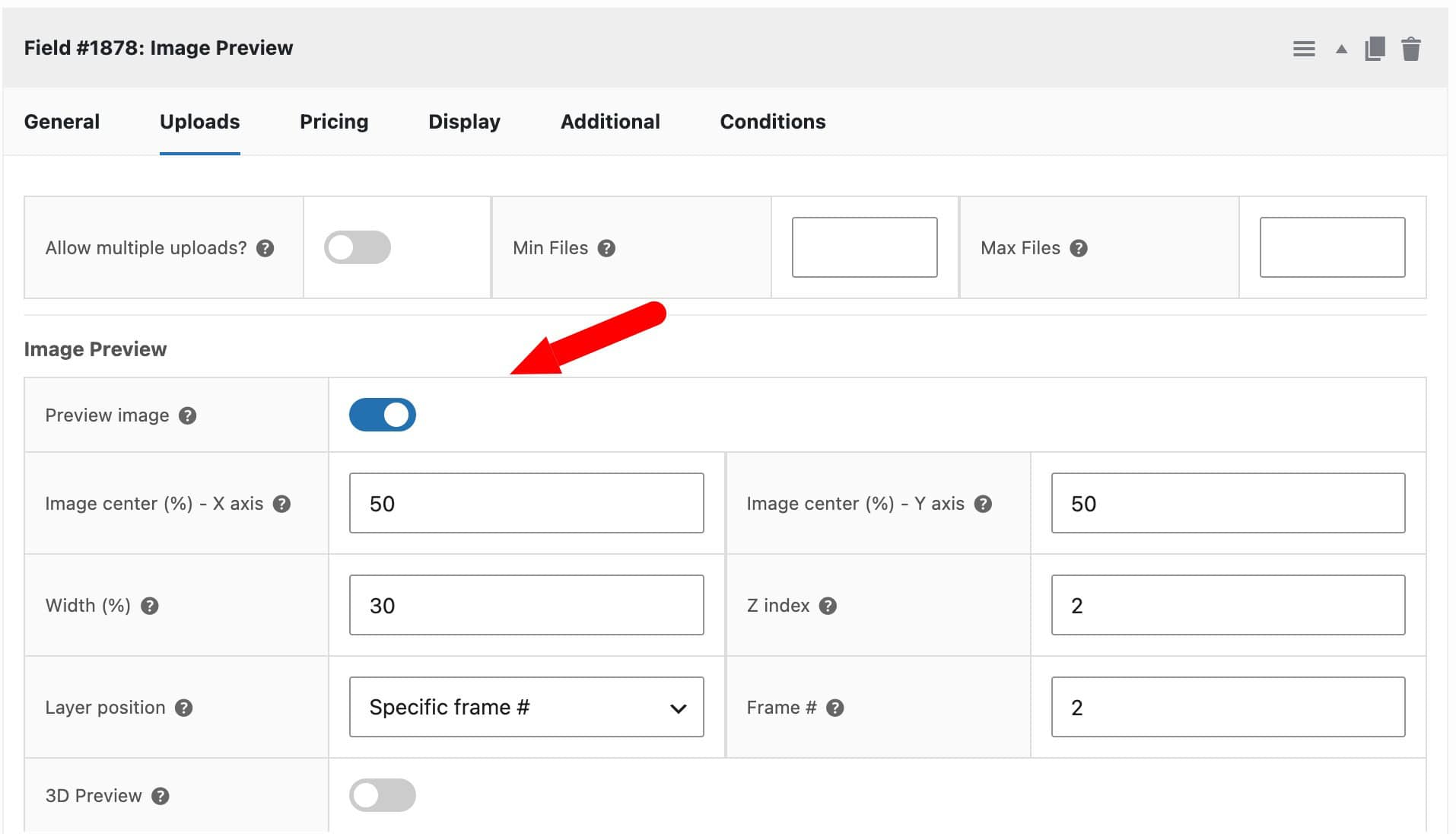 Image Preview settings